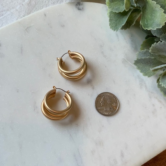 The Charlie - Gold Brushed Triple Hoops - Picture 6 of 6